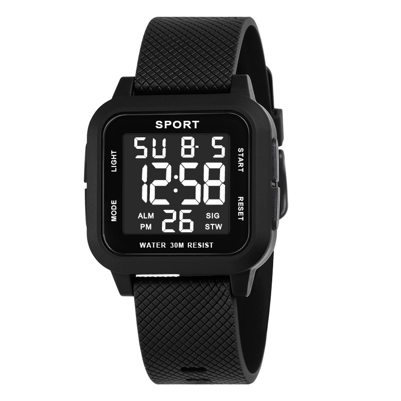 Digital Alarm Clock - Relógio Esportivo Preto para Homens, Relógio