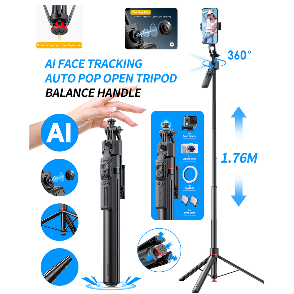 AI Gimbal Tripé Jumping Selfie - Auto Tracking Tripod avaliação e preço